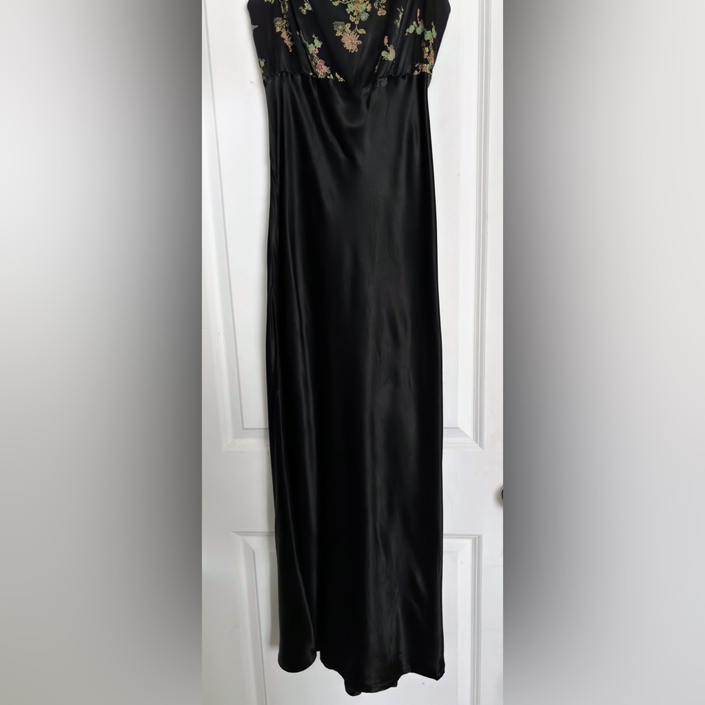 Y2K vintage satin oriental Asian lace up black dress party sz S/M - Picture 5 of 15